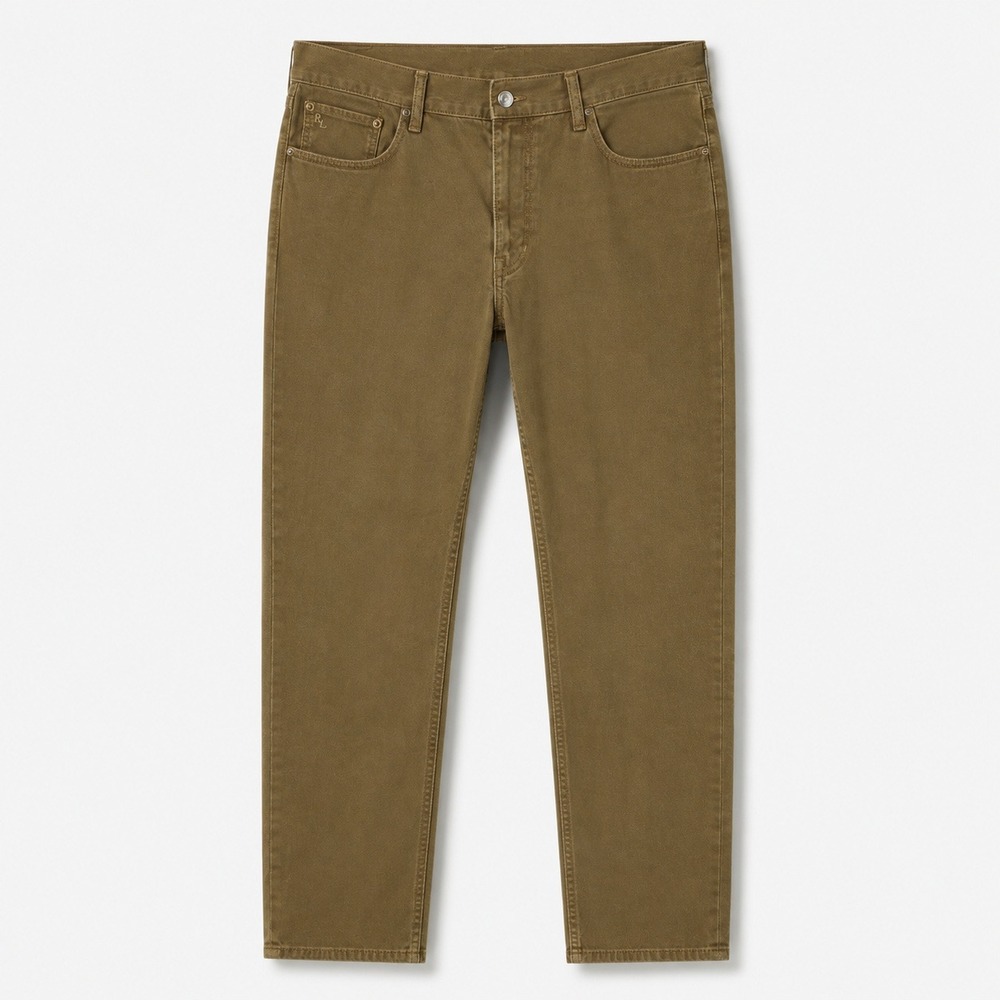 Polo Ralph Lauren Mens Olive Green Cotton Twill Straight Leg Pants 36x32